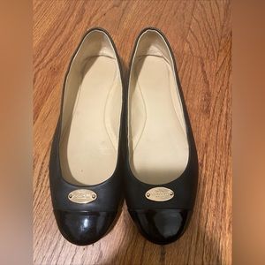 Coach black ballerina flats black with gold logo woman’s size 8